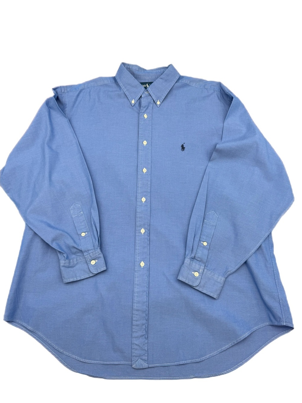 Ralph Lauren Yarmouth Mens Blue Cotton Pinpoint Button Down Shirt 17.5 34/35